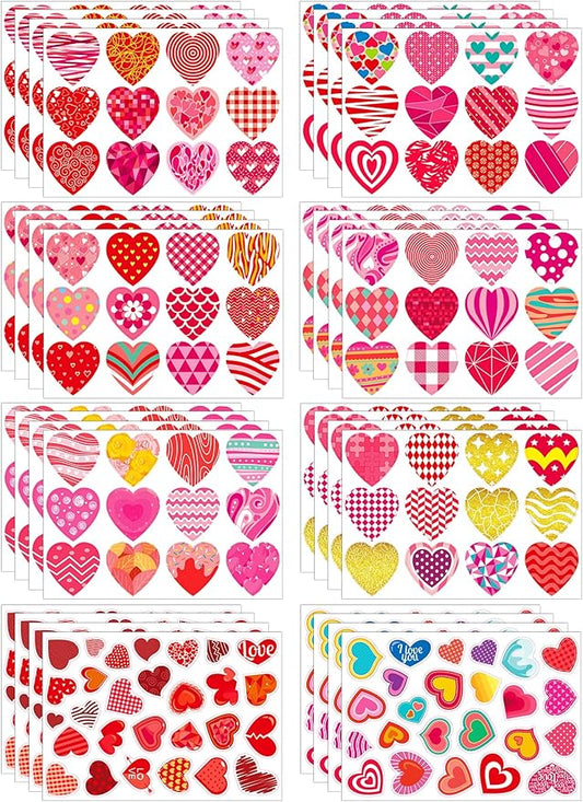 496 pcs valentines stickers, cute heart stickers, valentines day sticker for kids, class gifts for kids classroom school, crafts party favors decoration