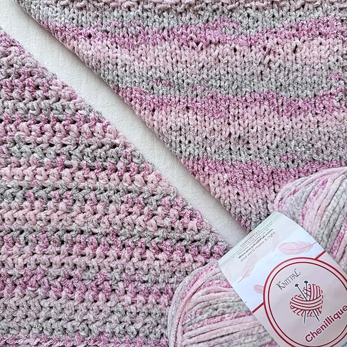 Chenillique Velvet Chenille Yarn for Crocheting, 4-Pack (856Yds / 400G), Free Patterns, Beginners Friendly - Soft Baby Yarn for Knitting Baby Blanket - #4 Medium Worsted Weight - Pink Haze