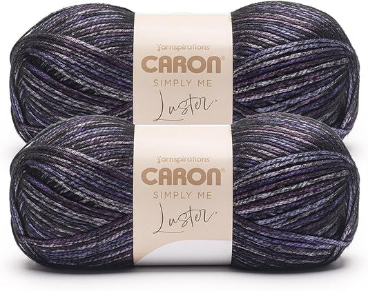 Caron Simply Me Luster Amethyst Yarn - 2 Pack of 170g/6oz - 65% Nylon, 35% Acrylic - #4 Worsted (Medium) - 360 Yards - Knitting/Crochet
