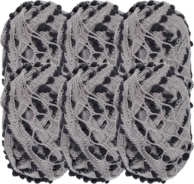 JubileeYarn Fishnet Pom Pom Yarn - 50g Mini Bonbons - Whirlwind - 6 Skeins