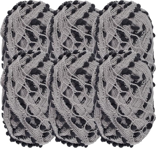 JubileeYarn Fishnet Pom Pom Yarn - 50g Mini Bonbons - Whirlwind - 6 Skeins