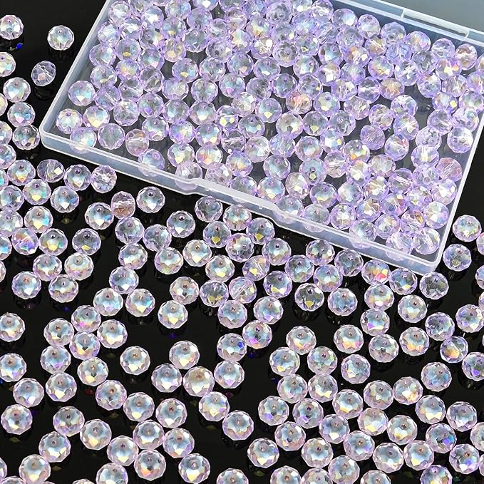 laopottbeads 220pcs 10mm crystal glass beads for jewelry making beads for bracelets necklace pendants making supplies(light purple)