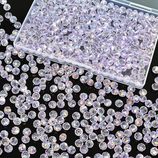 laopottbeads 460pcs 8mm crystal glass beads for jewelry making beads for bracelets necklace pendants making supplies(light purple)