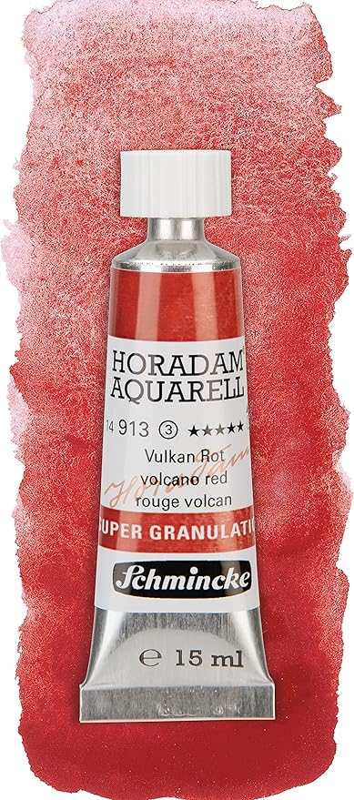 Schmincke - HORADAM® AQUARELL, Super-Granulation Set Volcano, 5 x 15 ml tubes, 74 868 097, wooden box, very strong granulating colors, finest, supergranulating watercolors