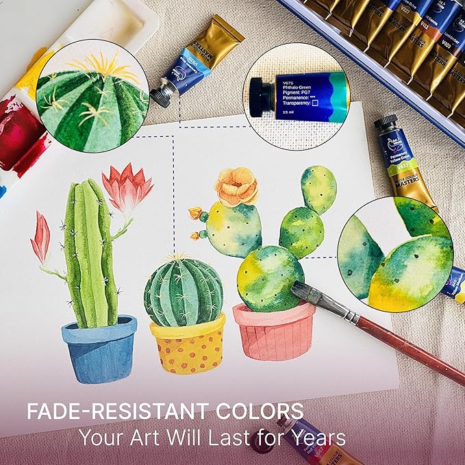 Watercolor Paint Set 24 Colors 15ml Tubes, High-Pigment Watercolors, Smooth Blending & Transparency, Portable & Leakproof, Beginner-Friendly, Non-Toxic