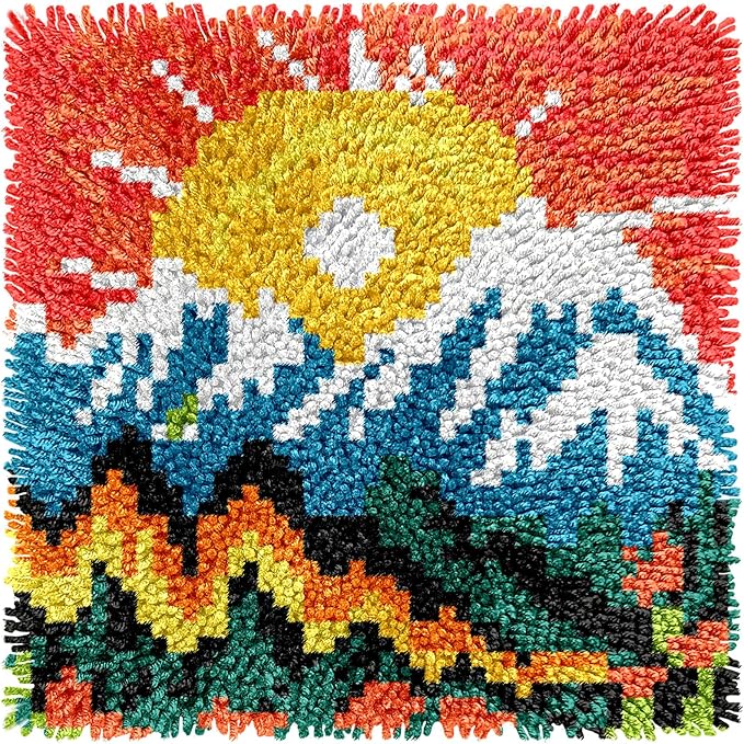 Manzapu Latch Hook Rug Kits for Adults Beginners, 30cm*30cm Small Home Decor Rugs Making Kit with Crochet Tool ＆ Precut Yarns and Coded Canvas Christmax Halloween Craft Gifts for Women Mom