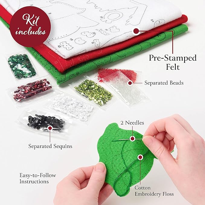 Bucilla Felt Applique Wall Hanging Kit, Treetop Snowman, Perfect for DIY Arts and Crafts