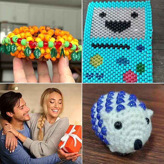 Plastic Pony Beads, 1000 Pcs, 6x9mm, for Bracelet, Hair Braiding, Friendship Bracelets, Jewelry Making (Purple Glitter)