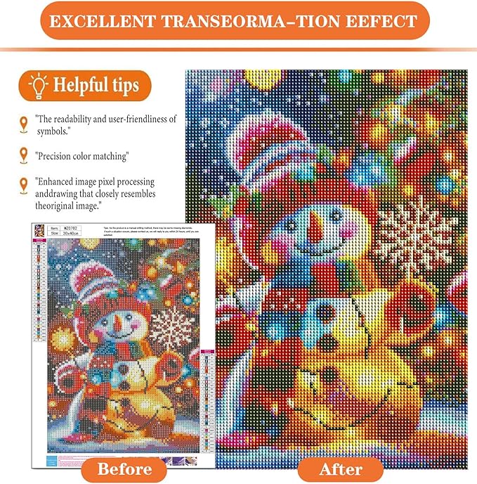 igoodom Diamond Art Kits for Adults, Christmas Diamond Painting Kit, Full Drill Round Christmas Snowman Diamond Art Kits, DIY Gem Art and Crafts for Home Wall Decor Gift 12x16inch
