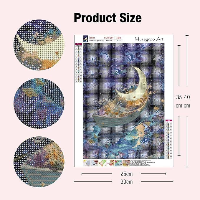Muzagroo Art Magic Dream World Diamond Art Kits for Adults, 5D Diamond Paintings Kits for Beginners Hand Crafts, DIY Gem Art Kits Diamond Dot Kits Diamond Art Paintings 12x16inches 4PCS (Dream World)