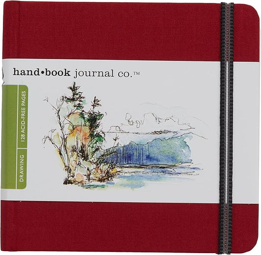 Handbook Journal Co. Artist Travelogue Travel Notebook for Drawing and Sketching, Vermilion Red, Large Landscape 5.5 x 8.25 Inches, 130 GSM Paper, Hardcover w/Pocket