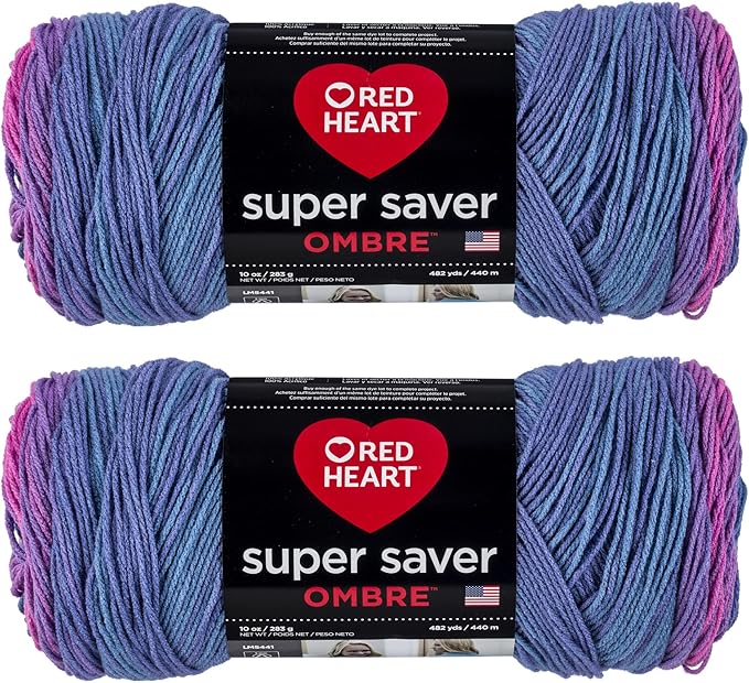 Red Heart Super Saver Jumbo Sweet Treat Ombre Yarn - 2 Pack of 283g/10oz - Acrylic - 4 Medium (Worsted) - 482 Yards - Knitting/Crochet