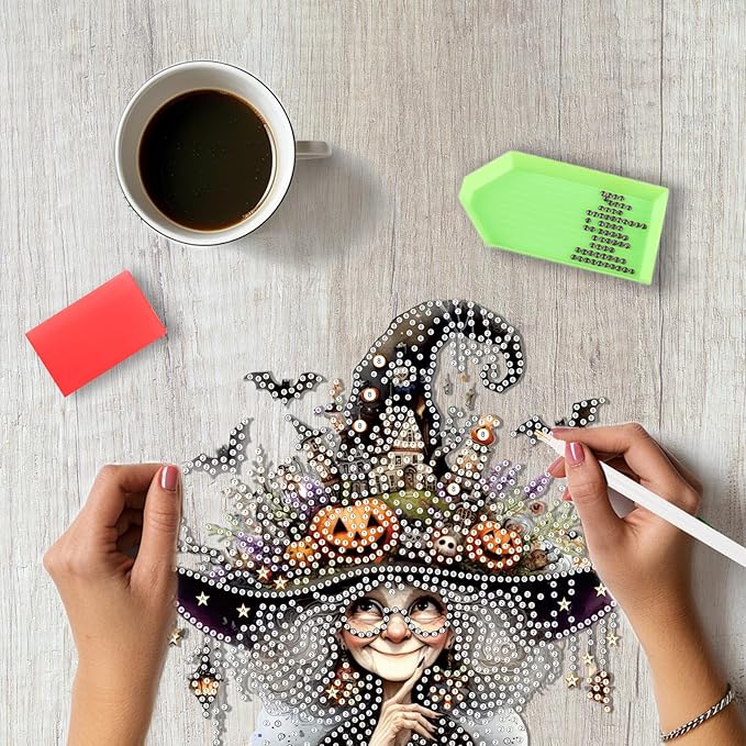 SENQAO Grandma Diamond Art Hanging Kits for Adults Kids, Acrylic Diamonds Painting Pendant Board Kits Halloween, Diamond Art Painting Window Pendants Home Garden Wall Hanging Kits Hanging Ornament