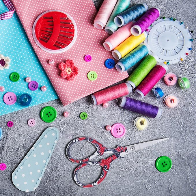 Small Embroidery Scissors with Leather Cover for Sewing, Crafting, and Everyday Use