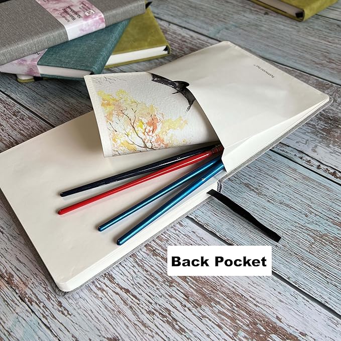 tumuarta 100% Cotton Watercolor Journal Sketchbook, Cold Press, 7.5x5 in, 140 LB, 300GSM, Acid Free, 24 Sheets,48 Pages, Watercolor Journal for Use As Travel Notebook and Mixed Media Pad On The Go