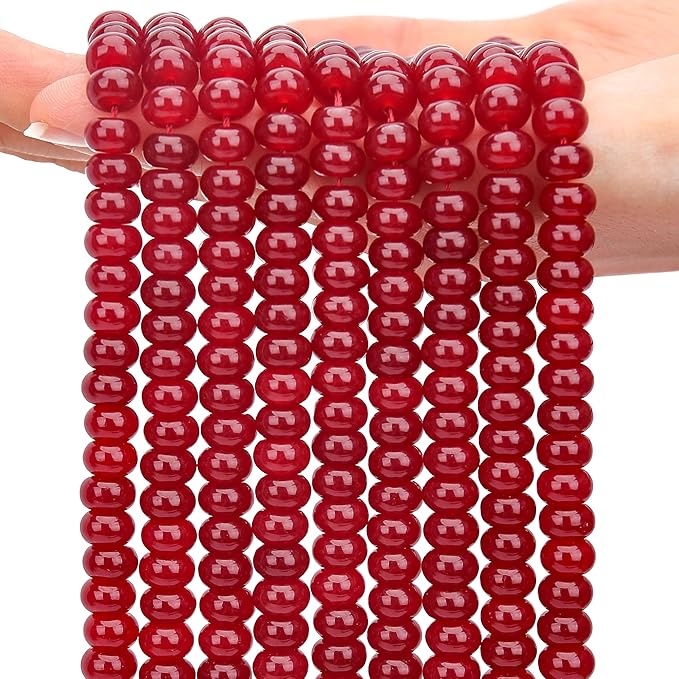 2 Strands (150PCs) Garnet Jade Rondelle Beads, 5 * 8mm Gemstone Loose Spacer Abacus Disk Beads for DIY Bracelet Necklace Earrings Jewelry Making, Craft Supplies Beading Kit