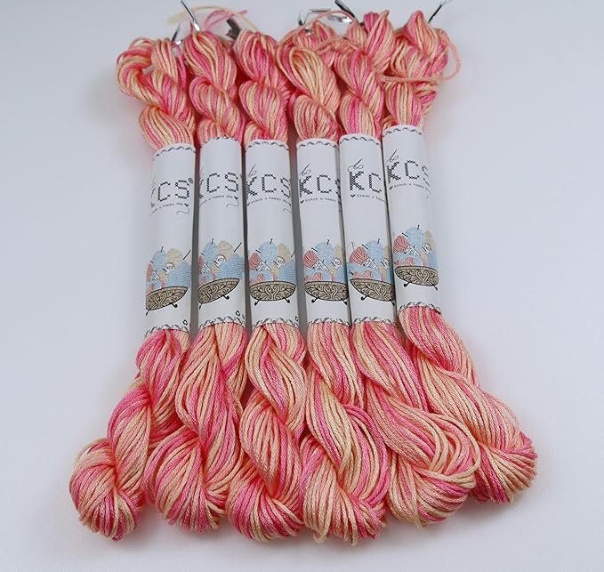 KCS Big skeins of 25 Meters Size 25 Color Variegated Cross Stitch Stranded Threads,6 skeins,4110