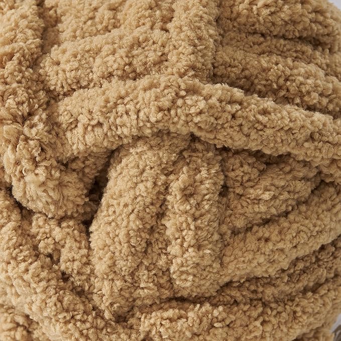 Crafted By Catherine Chunky Chenille Yarn - 6 Pack (8 oz / 227 g, 31.7 Yards Each Skein), Khaki, Gauge 7 Jumbo