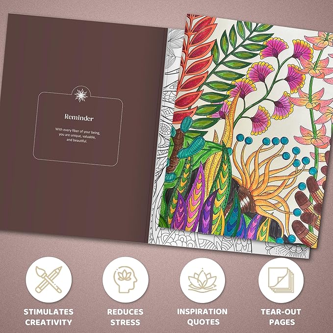 BIROYAL XXL Adult Coloring Book for Women 11.2”x8.3” - 100 Patterns Coloring Books for Adults Relaxation - Mindfulness & Personal Growth Prompts - Anxiety, Stress Relief & Relaxation Gifts for Women