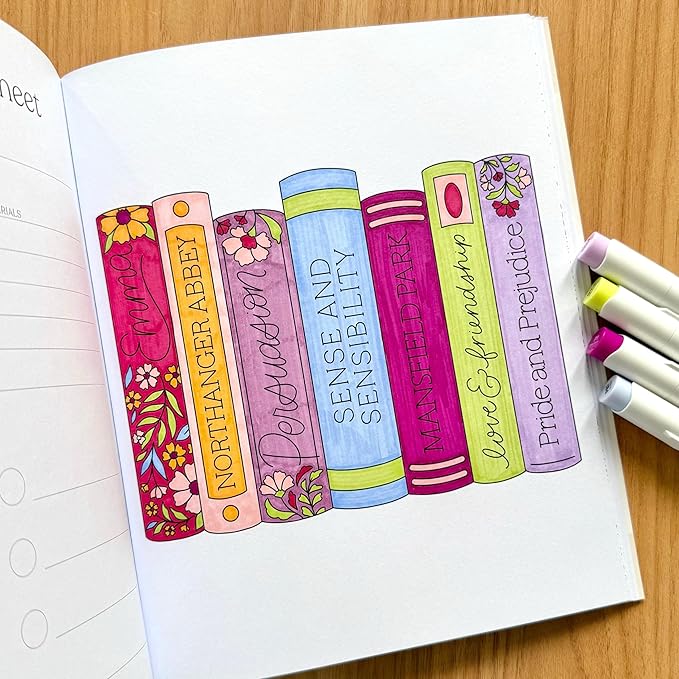 Elyse Breanne Design, All Booked Up Coloring Book, 40 Unique Coloring Pages for Book Lovers, 8.5x10 inches