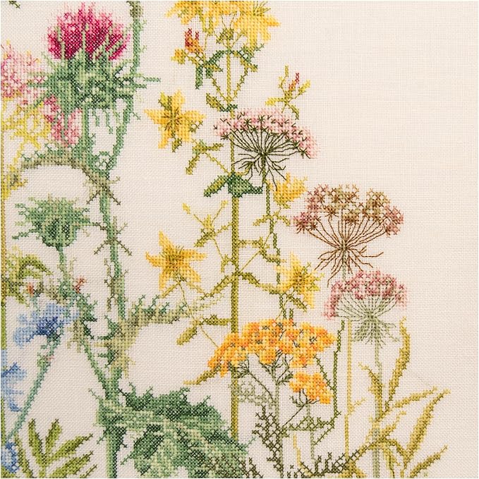Thea Gouverneur - Counted Cross Stitch Kit - Herbs - Aida - 18 Count - Embroidery Kits for Adults - Crafts - DMC Embroidery Threads and Other Cross Stitch Supplies Included - 424A