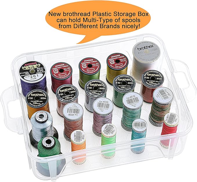 New brothread 4 Layers Stackable Clear Storage Box/Organizer for Holding 80 Spools Home Embroidery & Sewing Thread (Spool Size Requirement: Height≤2.2"/5.6CM; Width≤1.69"/4.3CM)