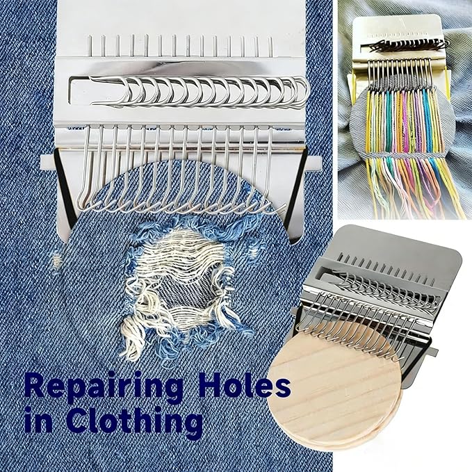 Bopanol Knit Patch, Knit Patch Loom kit, Mini Darning Loom for Beginners, Knit Patch kit Used for Repairing Holes in Socks, Clothes, and Jeans，Convenient to Carry and Easy to Use (14 Hooks)