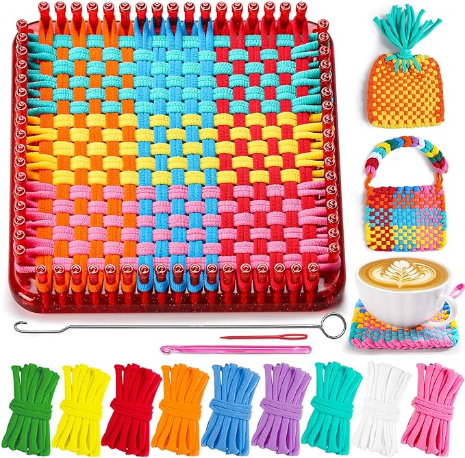CCTVRTV Weaving Loom Kit Toys for Kids and Adults, Potholder Loops DIY Arts and Crafts for Boys and Girls Ages 5 6 7 8-12 13, Easy Potholder Loom Knitting Kits Gifts for Beginners, 252 Craft Loops.