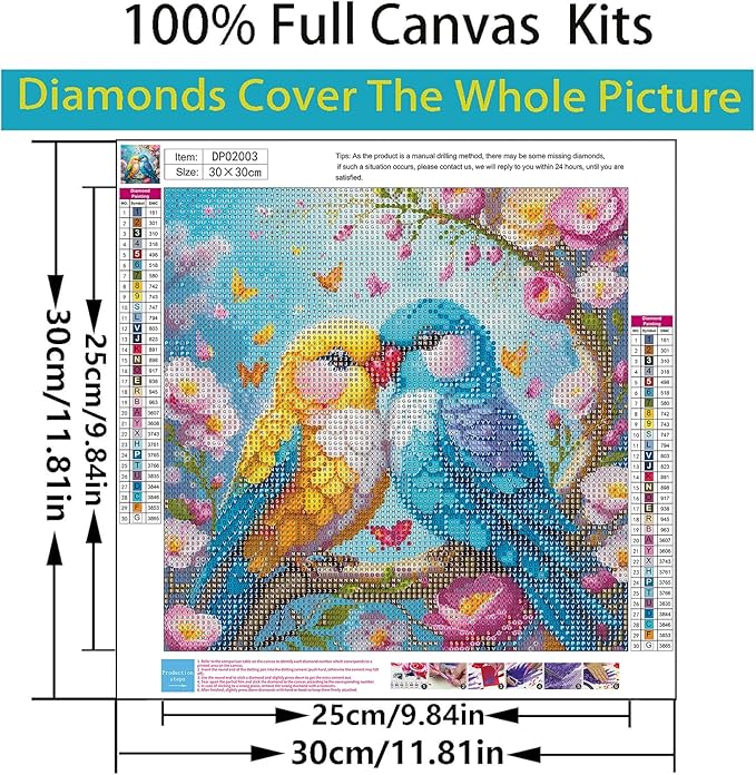 ARPADAMO Diamond Art Kits for Adults,5D Birds Diamond Painting DIY Animal Diamond Art Diamond Painting Kits for Adult,Round Full Drill Diamonds, Diamond Art Kits for Home Decor-12x12inch