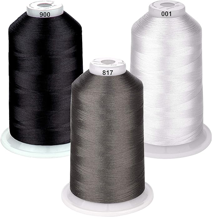 Simthread - 33 Selections - Various Assorted Color Packs of Polyester Gray Embroidery Machine Thread Huge Spool 5500Y for All Purpose Sewing Embroidery Machines - Essential Color 3