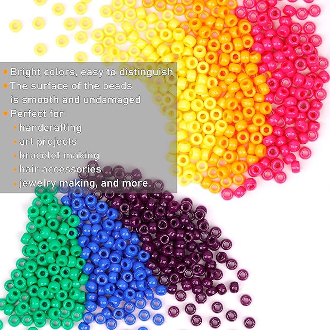 gmma colored pony beads for friendship bracelets 1000 pcs 6x9mm colourful plastic beads for jewelry making thanksgiving autumn hair diy necklace party decoration supplies