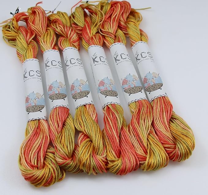 KCS Big skeins of 25 Meters Size 25 Color Variegated Cross Stitch Stranded Threads,6 skeins,4126