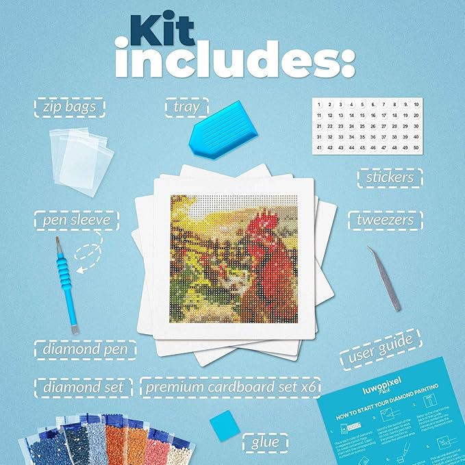 LuwoArte 6 Pack Diamond Painting Kits for Adults – Countryside-Themed Diamond Art Kits – Full Drill DIY Paint Gem Art for Adults–Brilliant 5D Diamond Painting Kit for Relaxing Home Décor & Craft Gifts