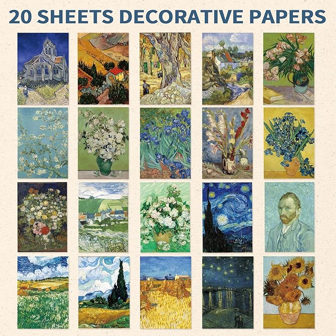 Gemmapylor 220PCS Arts Washi Stickers and Scrapbook Paper 40 Sheets, Aesthetic Journaling Supplies, Decorative Scrapbooking Paper for Planner, Journal & DIY Crafts