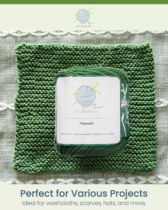 mindfulknits - Knitting Yarn - Mindfulness & Relaxation - 100% Cotton Yarn - Single Color 2-Pack - Medium Number 4 Worsted Bundle - Soft & Gentle for Baby Items, Garments - Amigurumi