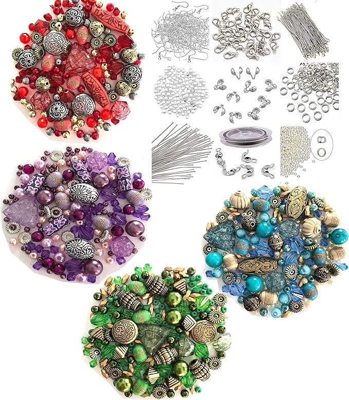 Adults Deluxe Jewelry Making Beads Mix Pliers Findings Starter Kit Gift Set