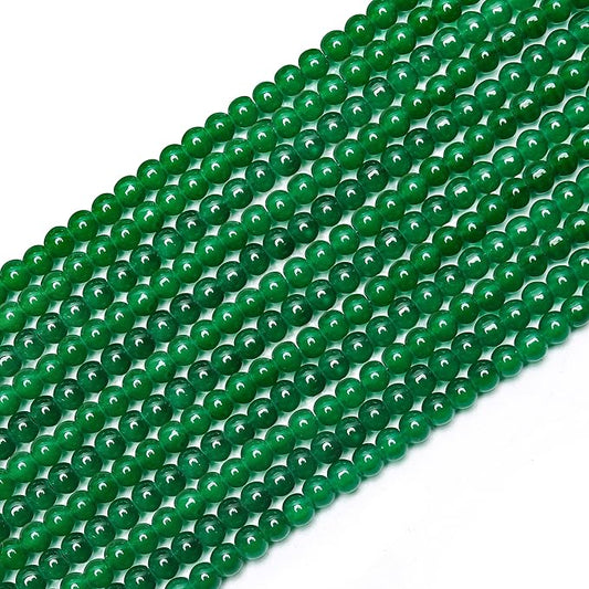 400PCs 4mm Deep Green Jade Glass Beads Bulk, Round Smooth Hole Glass Crystal Beads for Jewelry Making, DIY Bracelets, Necklaces, Bag Charms, Keychains and Craft Projects