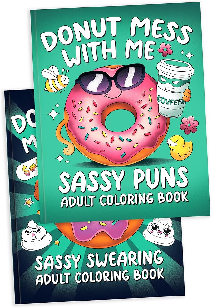 RYVE Coloring Books for Adults Relaxation Bundle – 2 Set of Funny & Relaxing Adult Coloring Books for Women & Men, Perfect Relax Stress Relief Gift (2-Pack)