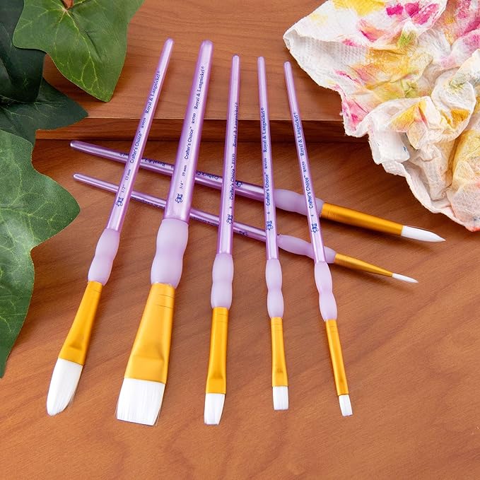 Royal & Langnickel Royal and Langnickel Crafter's Choice Flat Taklon Variety Brush Set - White (Pack of 7)