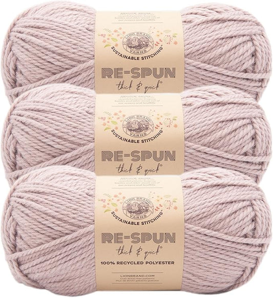 Lion Brand Yarn, Re-Spun Thick & Quick Super Bulky Yarn for Knitting, Crochet, and Crafts, Wisteria, 3 Pack, Soft Fiber for Chunky Blankets, Bulky Throws, and Cozy Sweaters