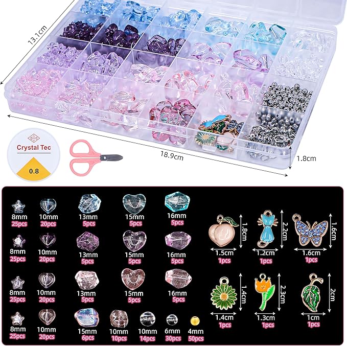 JINNBEY 340PCS Irregular Assorted Acrylic Beads for Bracelet Making, with Flowers Cats Butterfly Kawaii Aesthetic Charm Ornament for Jewelry Making Kit, Keychains, Necklace, Phone Charms, DIY Crafts