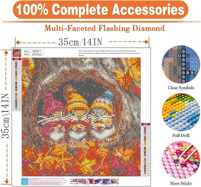 igoodom Diamond Art Kits for Adults, Fall Diamond Painting Kit, Full Drill Round Autumn Diamond Art Kits, DIY Gem Art and Crafts for Home Wall Decor Gift 14x14inch