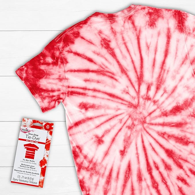 Tulip One-Step Tie-Dye Kit , 3 Fabric Dye Refill Packs, Packs, Red