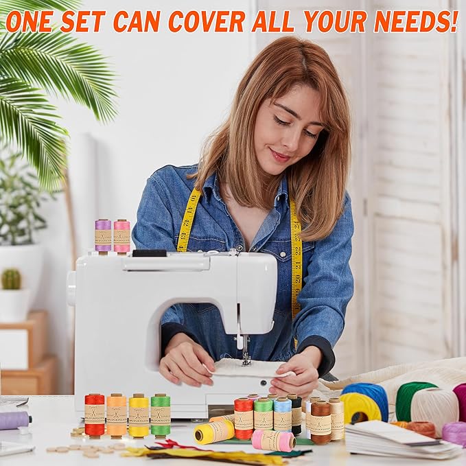 bymore 30 pcs sewing thread kit, 12 colors 400 yards per polyester thread spools with needles and threaders for hand & machine sewing, emergency and travel, diy and home