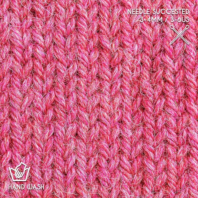 Worsted Set (6 x 1.75 oz) Super Soft Baby Alpaca Knitting Yarn Raspberry Cream 656 Yards