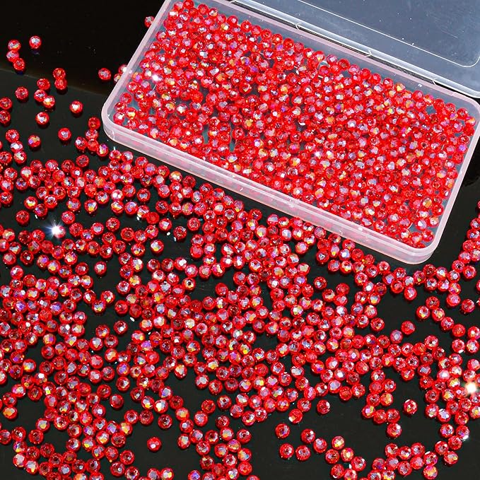 laopottbeads 1200pcs 4mm crystal glass beads for jewelry making beads for bracelets necklace pendants making supplies(red)