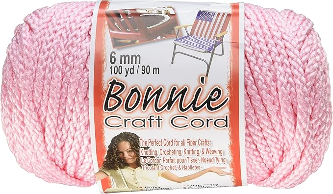 Bonnie Macrame Craft Cord 6mmX100yd, Pink
