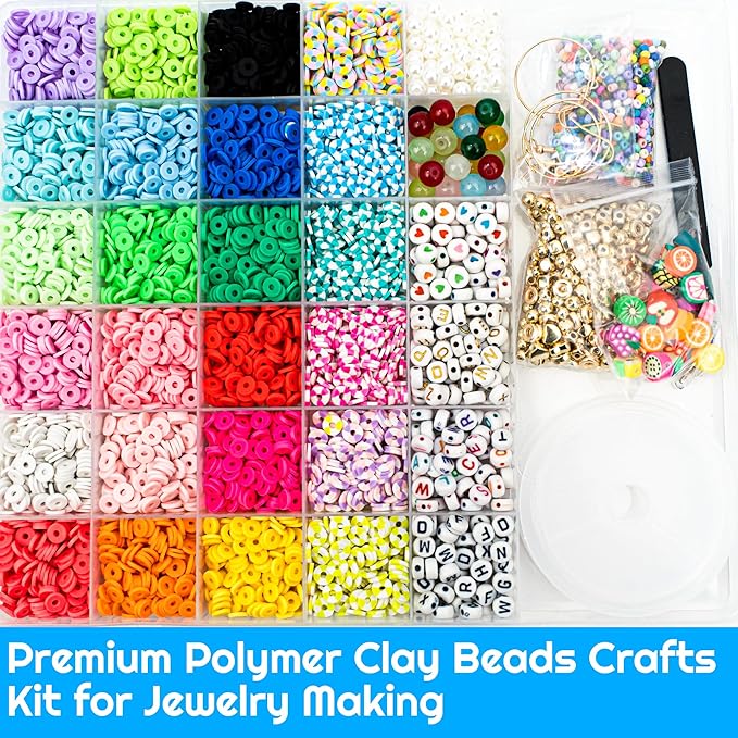 iumulinrui Friendship Bracelet Kit Concert Bracelets Merch, 5200 Pcs Clay Beads Bracelet Making Kit Tricolor Letter Bead, Jewelry Set with Pendant, DIY Craft Gifts Suitable for Beginners (Blue)