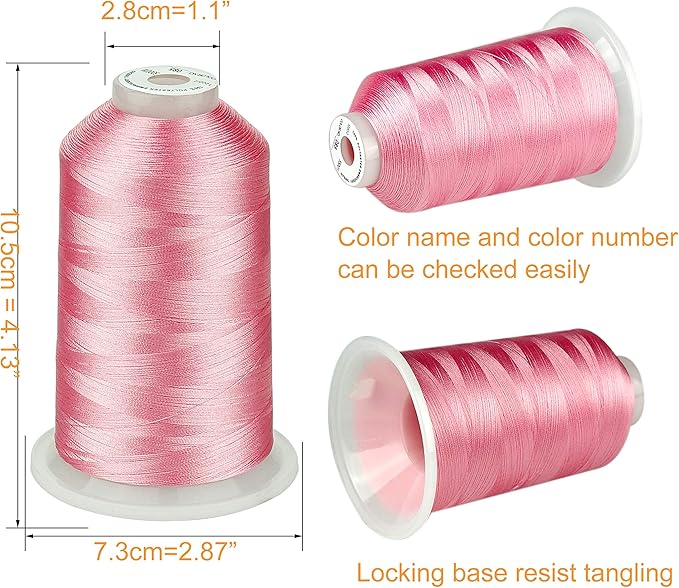 Simthread - 33 Selections - Various Assorted Color Packs of Polyester Embroidery Machine Thread Huge Spool 5500Y for All Purpose Sewing Embroidery Machines - 3 Differ Pink