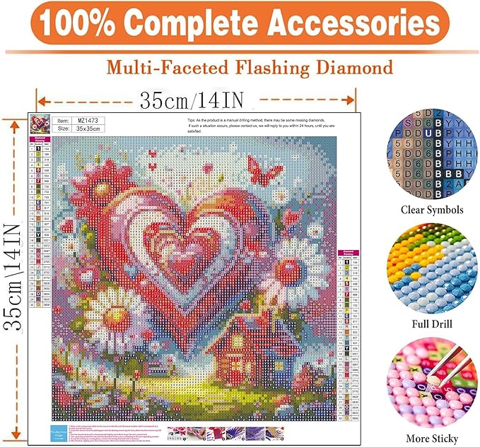 igoodom Diamond Art Kits for Adults, Love and House Diamond Painting Kit, Full Drill Round Diamond Art Kits, DIY Gem Art and Crafts for Home Wall Decor Gift 14x14inch